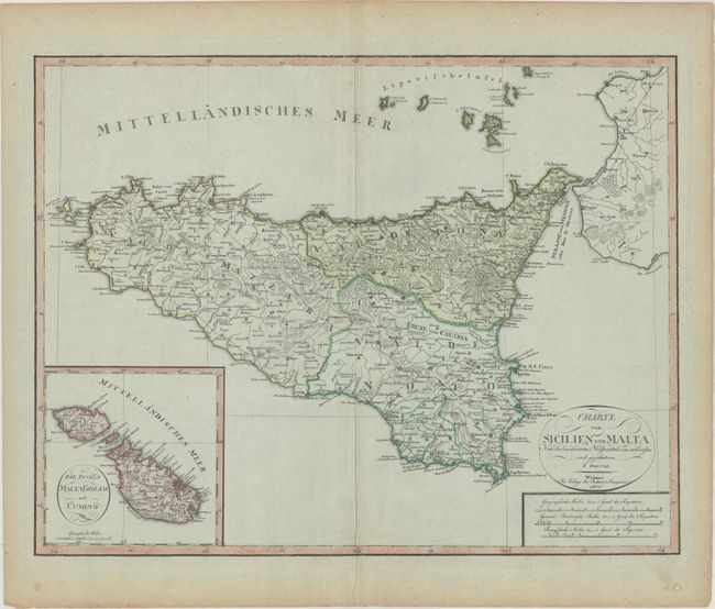 Charte von Sicilien und Malta nach den Bewahrtesten Hulfsmitteln Neu Entworfen und Gezeichnet von F. Goetze