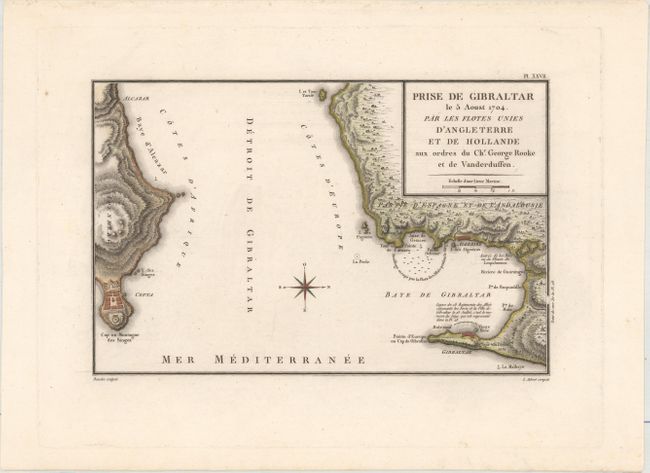 Prise de Gibraltar le 5 Aoust 1704. Par les Flotes Unies d'Angleterre et de Hollande aux Ordres du Chr. George Rooke et de Vanderduffen