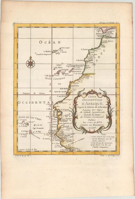 Coste Occidentale d Afrique, Depuis le Detroit de Gibraltar Jusqu'au XIe. Degre de Latitude Septentrionale...