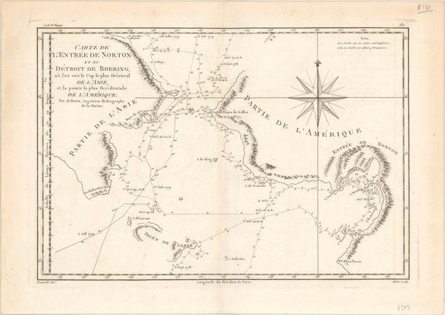 Carte de l'Entree de Norton et du Detroit de Bhering, ou l'on Voit le Cap le Plus Oriental de l'Asie, et la Pointe la Plus Occidentale de l'Amerique