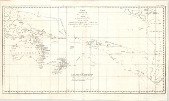 Carte d'une Partie de la Mer du Sud Contenant les Decouvertes des Vaisseaux de sa Majeste le Dauphin, Commodore Byron, la Tamar, Capitne. Mouats, 1765, le Dauphin, Capitne. Wallis, le Swallow, Capitne. Carteret, 1767, et l'Endeavour, Lieutenant Cook 1769