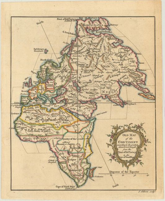 Old Map of the Continent According to the Greatest Diametrical Length from the Point of East Tartary to the Cape of Good Hope