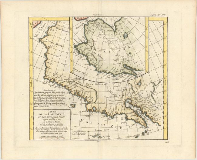 Carte de la Californie et des Pays Nord-Ouest separes de l'Asie par le Detroit d'Anian, extraite de deux cartes publiees au commencement du 17e siecle