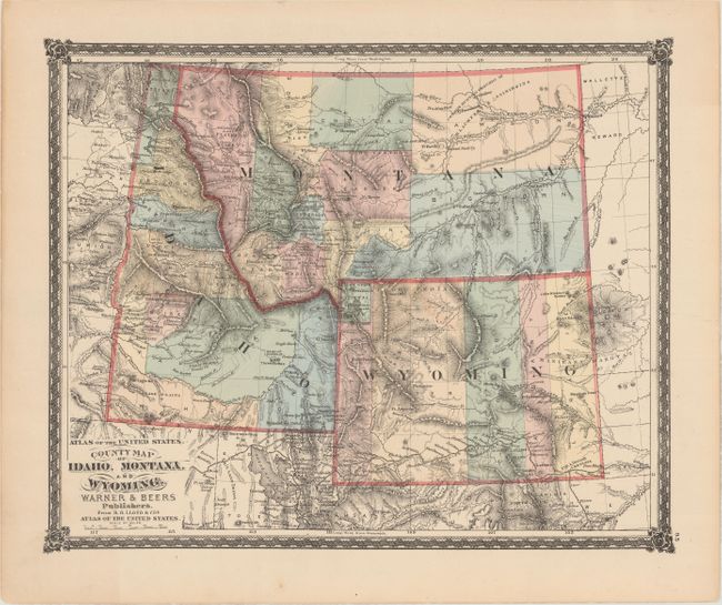 County Map of Idaho, Montana, and Wyoming