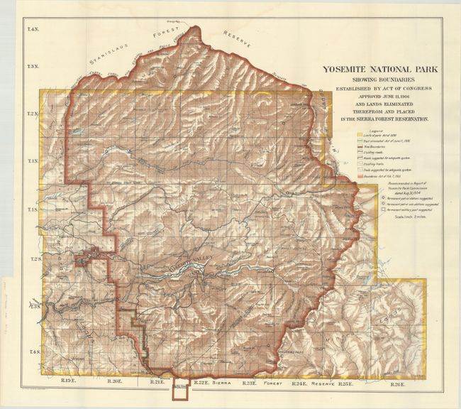 Yosemite National Park Showing Boundaries Established by Act of Congress Approved June 11, 1906 and Lands Eliminated Therefrom and Placed in the Sierra Forest Reservation