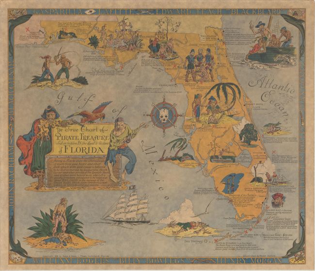 Ye True Chart of Pirate Treasure Lost or Hidden in the Land & Waters of Florida...