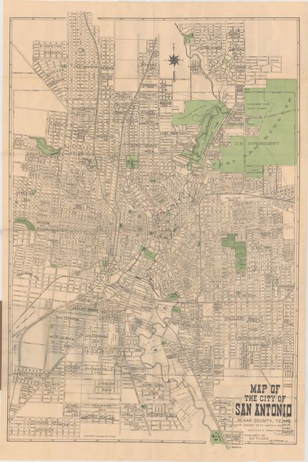 Map of the City of San Antonio Bexar County, Texas. Including Suburbs Both North and South [with] New Map of Greater San Antonio