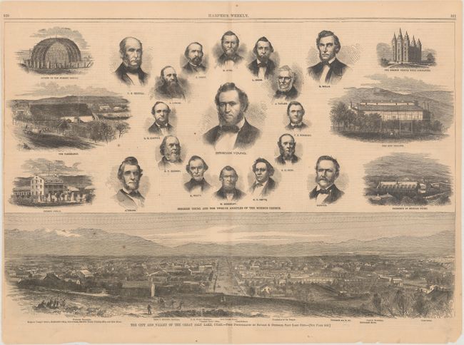 Brigham Young and the Twelve Apostles of the Mormon Church [on sheet with] The City and Valley of the Great Salt Lake, Utah...