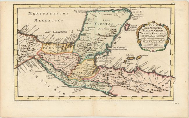 Karte der Provinzen Tabasco, Chiapa, Verapaz, Guatimala, Honduras und Yucatan...