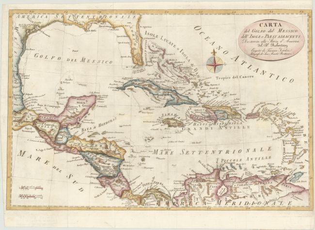 Carta del Golfo del Messico dell' Isole e Paesi Adiacenti da Servire alla Storia d'America de Dr. Robertson