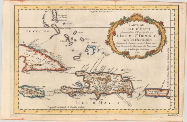 Carte de l'Isle d'Hayti Aujourd'hui l'Espagnole, ou l'Isle de St. Domingue avec les Isles Voisines Suivant la Decouverte de l'Annee 1492 et les Premiers Etablissemens des Espagnols