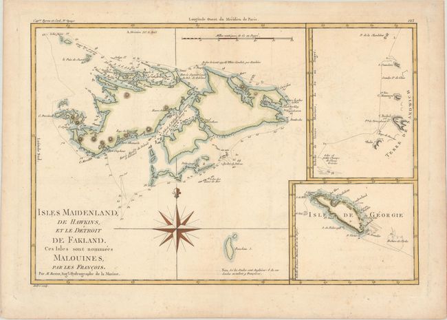 Isles Maidenland, de Hawkins, et le Detroit de Fakland. Ces Isles sont Nommees Malouines, par les Francois
