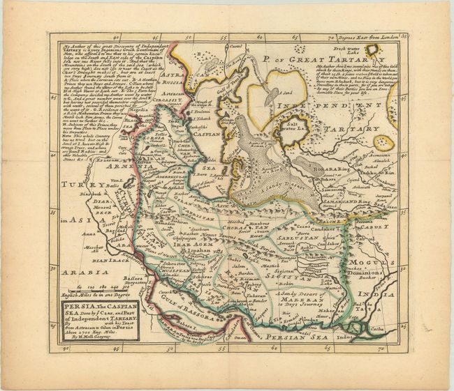 Persia, the Caspian Sea Done by ye Czar, and Part of Independent Tartary. By with His Tract from Astracan to Gilan in Persia Above 2700 Eng. Miles