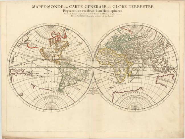 Mappe-Monde ou Carte Generale du Globe Terrestre Representee en Deux Plan-Hemispheres...
