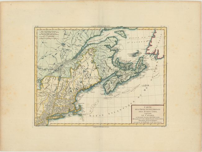Carte de la Partie Septentrionale des Etats Unis, Comprenant le Canada, la Nouvelle Ecosse, New Hampshire, Massachuset's Bay, Rhode-Island, Connecticut, New-Yorck, Etat de Vermont...