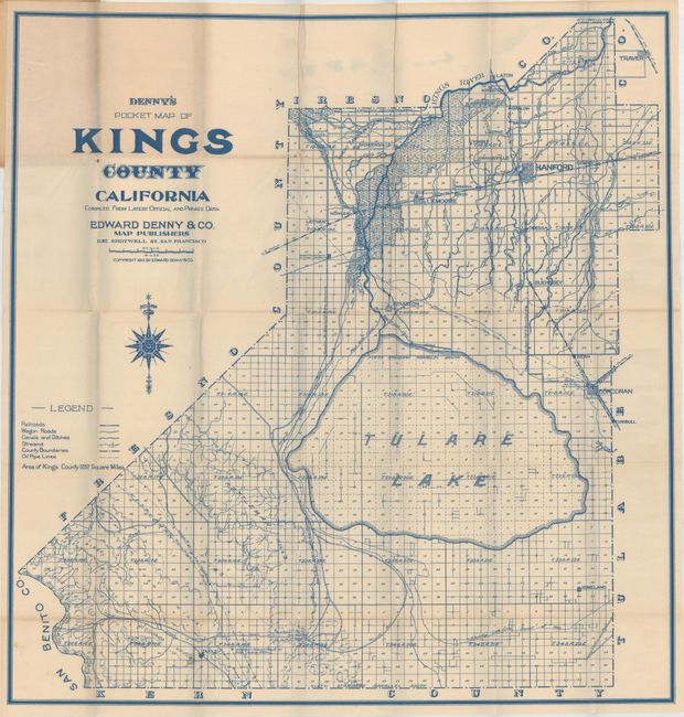 Denny's Pocket Map of Kings County California Compiled from Latest Official and Private Data