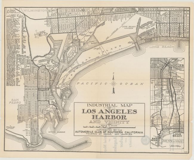 Industrial Map of Los Angeles Harbor and Vicinity [with] Map of the City of Los Angeles Showing 15 and 20 Mile Speed Limits Within City Boundaries