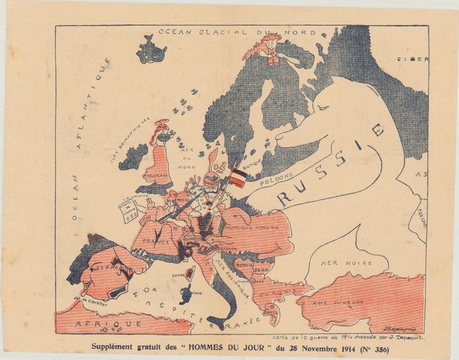 Carte de la Guerre de 1914 [with publication] Les Hommes du Jour - Annales Politiques, Sociales, Litteraires et Artistiques - Novembre 1914 - No 356