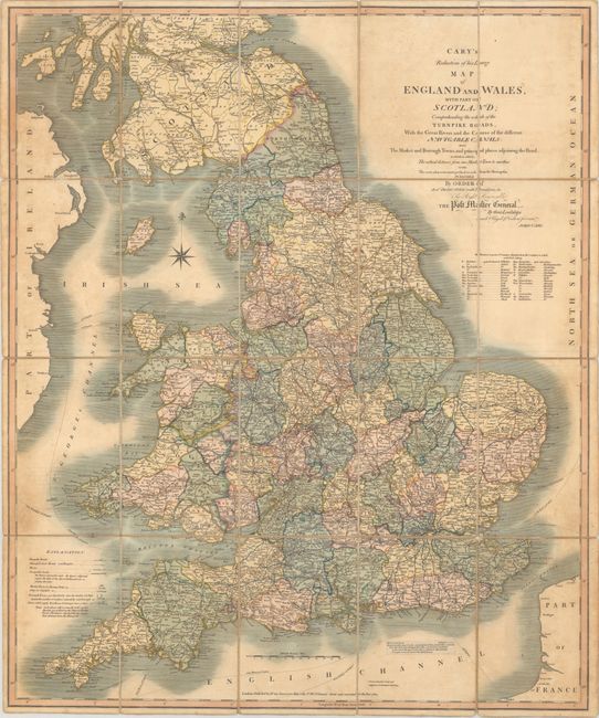 Cary's Reduction of His Large Map of England and Wales, with Part of Scotland; Comprehending the Whole of the Turnpike Roads...