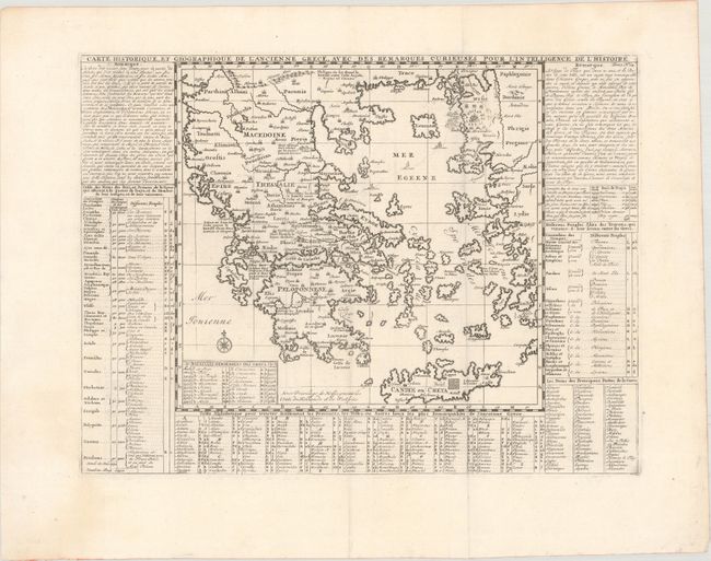 Carte Historique, et Geographique de l'Ancienne Grece, avec des Remarques Curieuses pour l'Intelligence de l'Historique