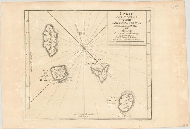 Carte des Isles de Comore Johanna ou Anjouan Mohilla ou Moaly et Mayote Dressee sur les Remarques des Navigateurs