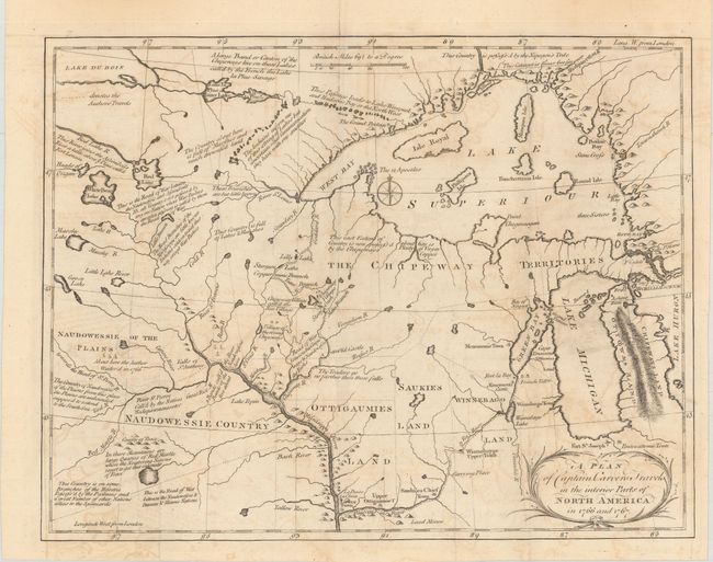 A Plan of Captain Carvers Travels in the Interior Parts of North America in 1766 and 1767