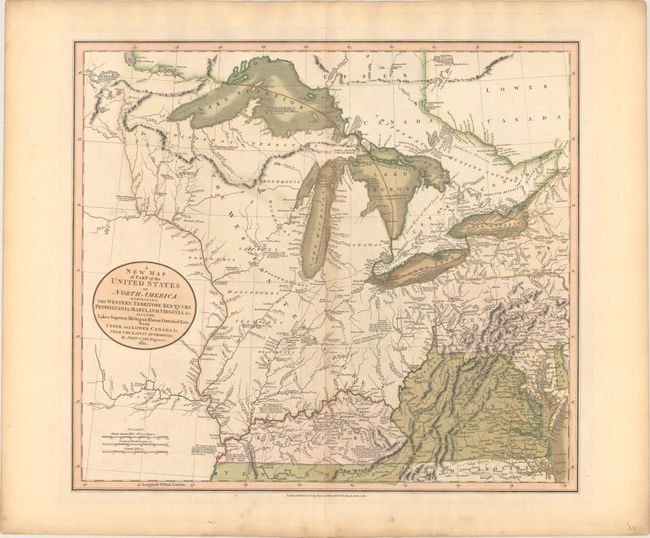 A New Map of Part of the United States of North America, Exhibiting the Western Territory, Kentucky, Pennsylvania, Maryland, Virginia &c. Also, the Lakes Superior, Michigan, Huron, Ontario & Erie; with Upper and Lower Canada &c.