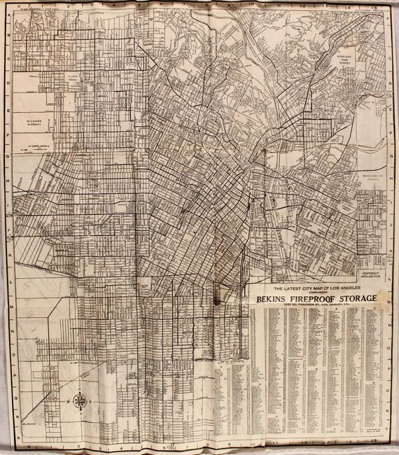 The Latest City Map of Los Angeles Compliments Bekins Fireproof Storage [bound in] Gillespies Guide Street and Car Directory of Los Angeles