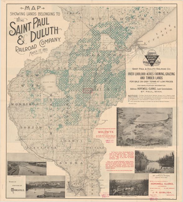 Map Showing Lands Belonging to Saint Paul & Duluth Railroad Company