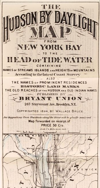 The Hudson by Daylight Map from New York Bay to the Head of Tide Water...