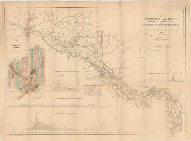 Map of Central America Shewing the Different Lines of Atlantic & Pacific [Bound in Report with 3 Other Maps] [and] [Report with 5 Maps] Canal  Atlantic To Pacific