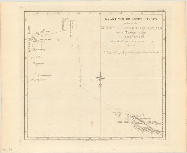 Kaart van de Ontdekkingen Gedaan in den Zuider Atlantischen Oceaan. Met's Konings Schip de Resolutie Onder Bevel van Kapitein Cook. In 1775