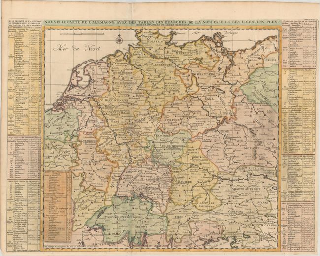 Nouvelle Carte de l'Alemagne avec des Tables des Branches de la Noblesse et les Lieux les Plus Remarquables de Leurs Residance