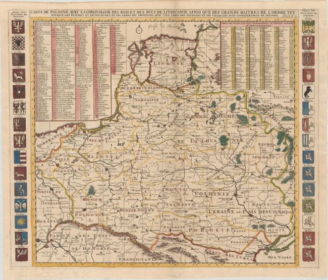 Carte de Pologne, avec la Chronologie des Rois et des Ducs de Lithuanie, Ainsi que des Grands Maitres de l'Ordre Teutonique...