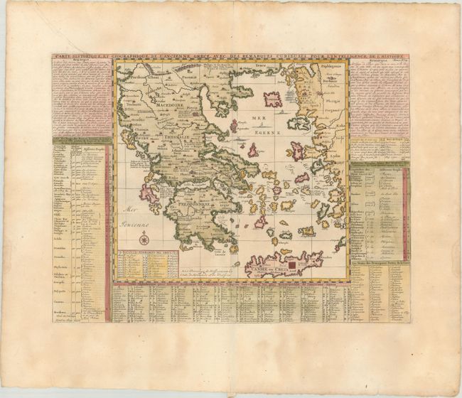 Carte Historique, et Geographique de l'Ancienne Grece, avec des Remarques Curieuses pour l'Intelligence de l'Histoire