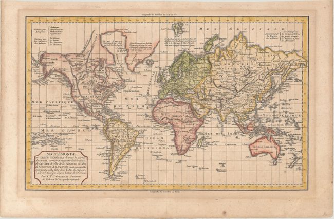 Mappe-Monde ou Carte Generale de Toutes les Parties du Globe, Corrigee et Augmentee des Decouvertes du Cap. Cook...