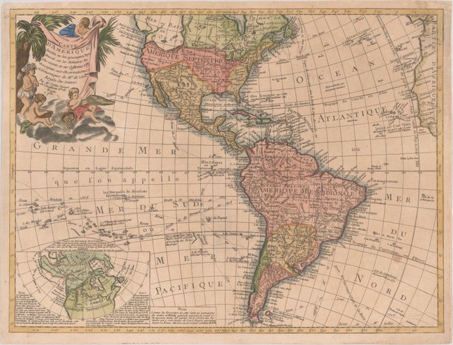 Carte d'Amerique Divisee en ses Principaux Pays Dressee sur les Memoires les Plus Recents, et sur Differents Voyages...