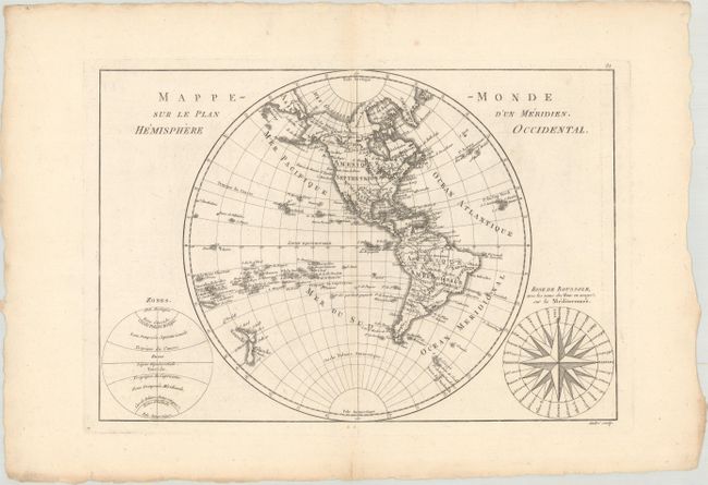Mappe-Monde sur le Plan d'un Meridien. Hemisphere Occidental