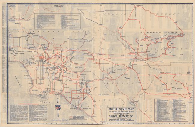 Motor Stage Map of Los Angeles, San Bernardino, Orange and Riverside Counties