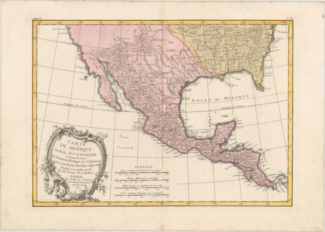 Carte du Mexique ou de la Nlle. Espagne Contenant Aussi le Nouveau Mexique, la Californie, avec une Partie des Pays Adjacents...