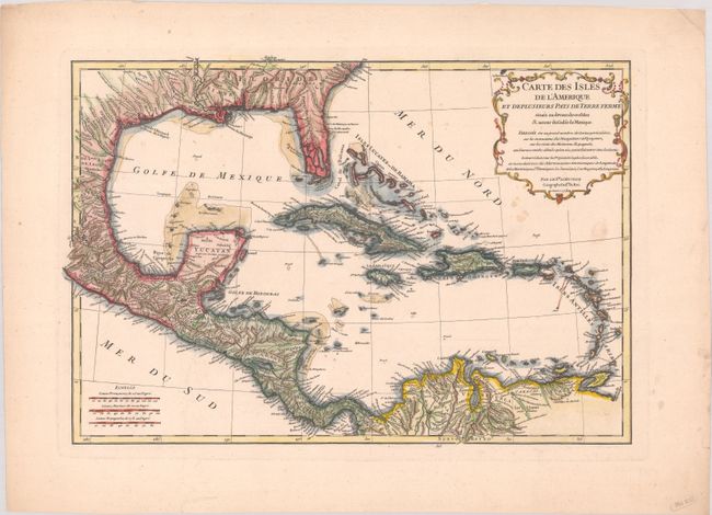 Carte des Isles de l'Amerique et de Plusieurs Pays de Terre Ferme Situes au Devant de ces Isles & Autour du Golfe de Mexique...