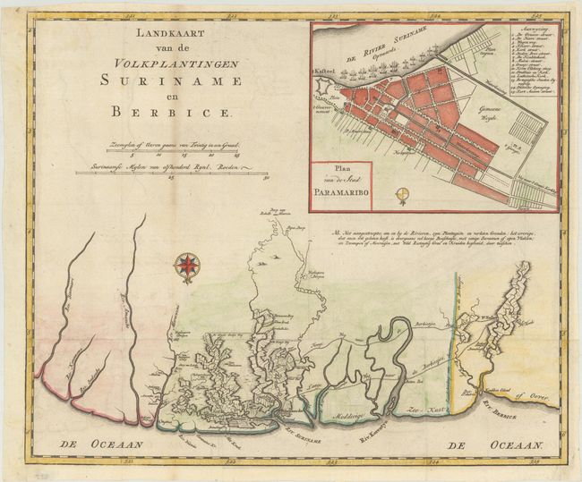 Landkaart van de Volkplantingen Suriname en Berbice