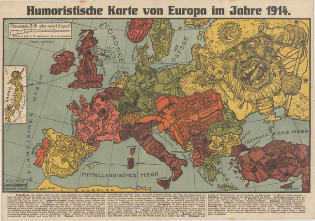 Humoristische Karte von Europa im Jahre 1914