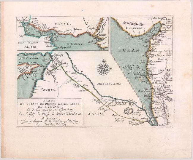 Carte du Voyage de Pietro della Valle en l'Inde et de son Retour en Chrestiente par le Golfe de Perse, le Desert d'Arabie &c.