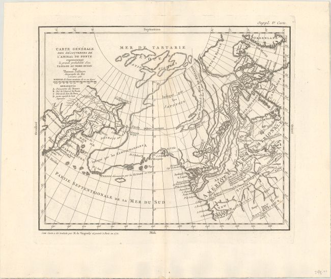 Carte Generale des Decouvertes de l'Amiral de Fonte Representant la Grand Probabilite d'un Passage au Nord Ouest