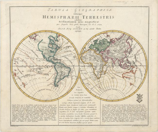 Tabula Geographica Utriusque Hemisphaerii Terrestris Exhibens Declinationem Acus Magneticae...