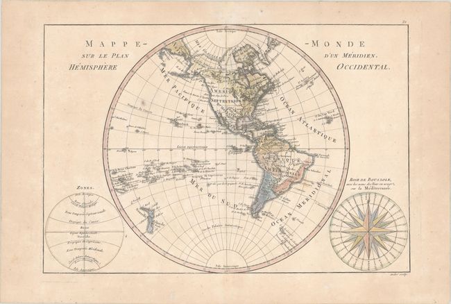 Mappe-Monde sur le Plan d'un Meridien, Hemisphere Occidental