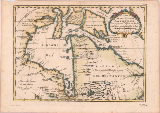 Karte von der Hudsons Bay und Strasse zur Allgemeinen Historie der Reisen