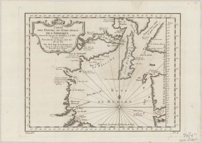 Carte des Parties du Nord-Ouest de l'Amerique Suivant les Voyages de Middleton et d Ellis en 1742 et 1746...