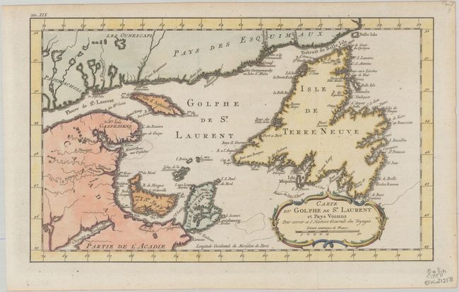 Carte du Golphe de St. Laurent et Pays Voisins pour Servir a l'Histoire Generale des Voyages